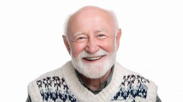 A smiling older man wearing a sweater photo