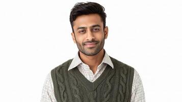 A man in a sweater vest and tie photo