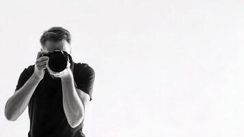 A man taking a picture with a camera photo