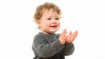 A young child is clapping his hands photo
