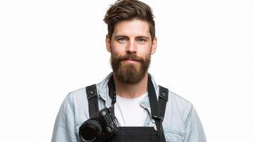 A bearded man with a camera and beard photo