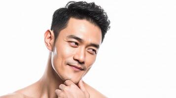 A man with no shirt on posing for a photo