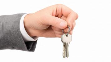 A person holding a key in their hand photo