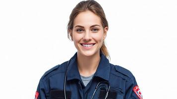 A woman in a uniform smiling photo