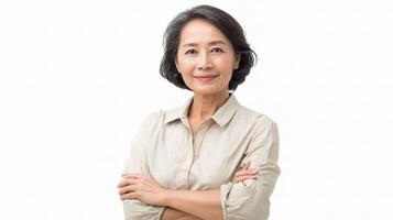An asian woman with her arms crossed photo