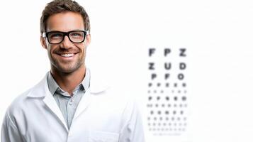 A man in glasses and a white lab coat photo
