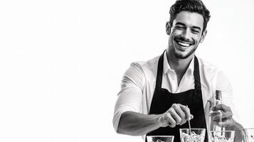 A man is smiling while holding a glass of wine photo