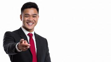 Asian businessman pointing at you photo