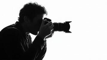 A man is taking a photo with a camera