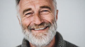 A close up of a man with a beard smiling photo