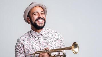 A man with a hat and a trumpet photo