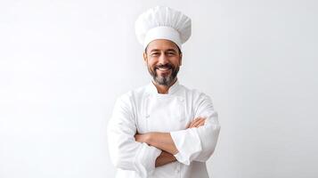 A man in a chef's uniform is smiling photo