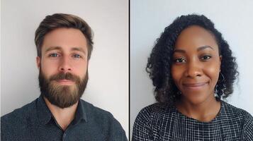 Two people with beards and one with a beard photo