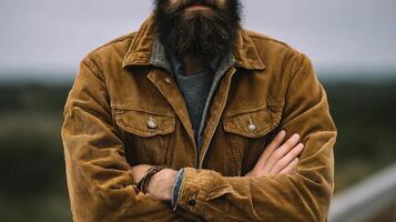 A man with a beard and a jacket photo