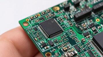 A person holding a small electronic circuit board photo