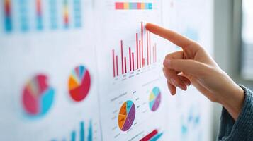 A person pointing at a chart on a whiteboard photo