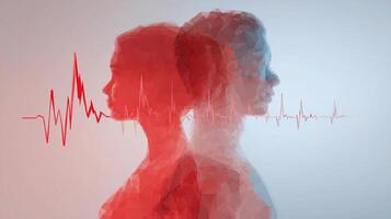 The heart rate of a man and woman photo