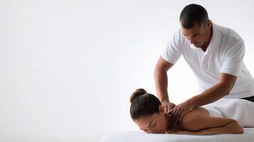A man getting a massage from a woman photo