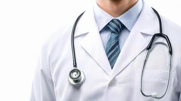 A doctor in a white coat and tie photo