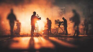 Silhouettes of people in front of a camera photo