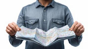 A man holding a map in his hands photo
