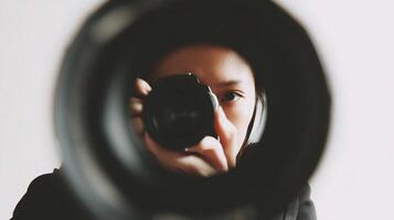 A person taking a picture with a camera photo