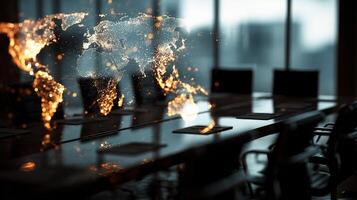 A table with chairs and a fire on it photo