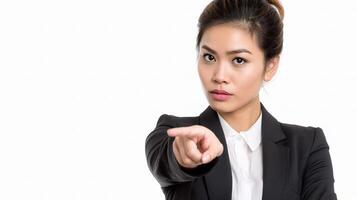 A business woman pointing at something photo