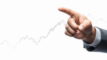 Business Professional Pointing at Growth Chart on White Background photo