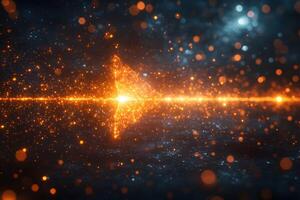 Glowing Digital Arrow in Futuristic Particle Field - Tech Design for Innovation Concept photo