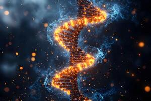 Glowing DNA Helix in Cosmic Space - Science and Technology Visualization photo