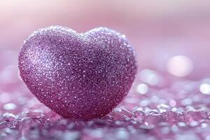 Glittering Heart on Soft Pink Background for Valentine's Day Design photo