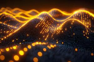Abstract Digital Waveform with Glowing Dots for Technology and Innovation Design photo