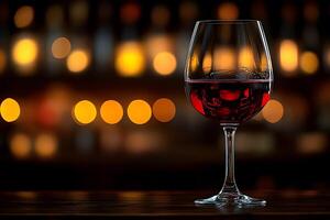 Elegant Wine Glass Against Warm Bokeh Background for Sophisticated Dining Ambiance photo