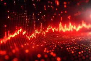 Dynamic Red Digital Wave Background for Technology and Finance Design photo