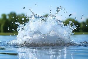 Splashing Water in Nature - Dynamic Energy and Refreshing Scenery for Design and Print photo