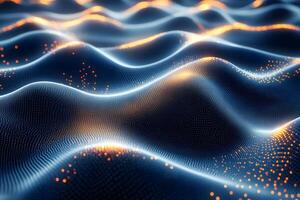 Futuristic Abstract Digital Wave Background with Glowing Dots for Technology Design photo