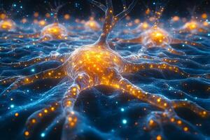 Neural Network Visualization Abstract Representation of Brain Cell Connectivity photo