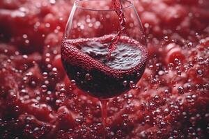 Luxurious Red Wine Pouring with Bubbling Elegance - Perfect for Festive Celebrations and Culinary Art photo