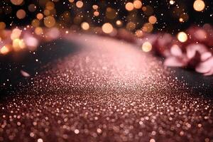 Glittering Gold Bokeh and Light Pathway - Festive and Magical Holiday Backdrop for Event Design photo
