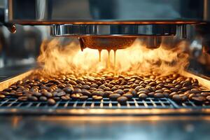Coffee Bean Roasting Process in Industrial Machine - Perfect Brew Concept for Cafes and Baristas photo