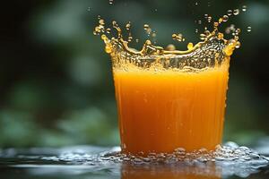 Refreshing Orange Juice Splash with Vibrant Colors and Dynamic Motion photo