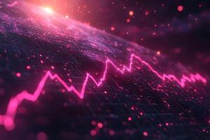 Futuristic Data Analysis Concept with Glowing Graph on Digital Grid Background photo