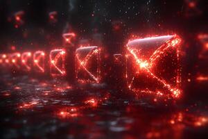 Futuristic Digital Mail System Concept with Glowing Envelopes in a Virtual Space photo