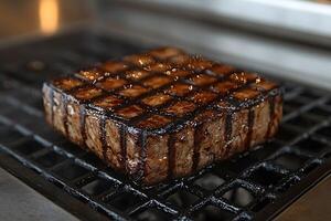 Perfectly Grilled Steak with Charred Grill Marks for Culinary Enthusiasts photo