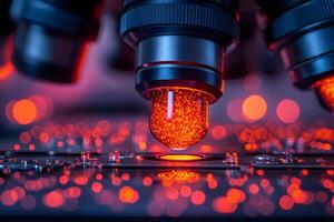Advanced Microscopic Analysis Highlighting High-Tech Innovation in Electronics Research photo