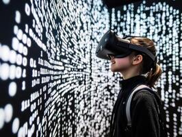 Engaging with virtual reality technology in an interactive space photo