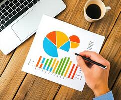 Analyzing performance data with charts and graphs in a workspace photo