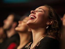 Audience member enjoys a performance with joy and enthusiasm photo