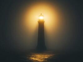 Lighthouse guiding ships through fog on a serene evening photo